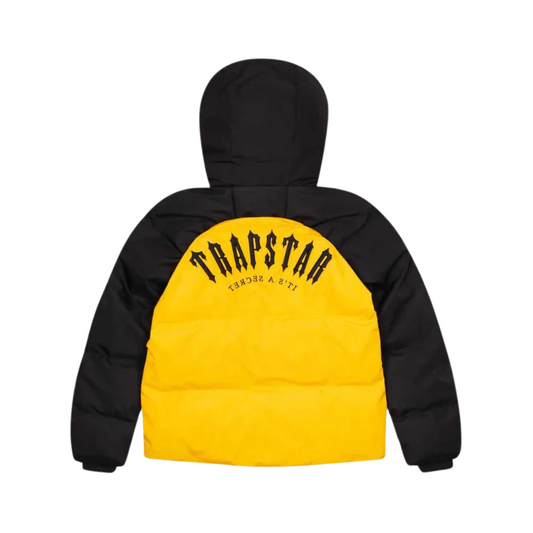 Trapstar Irongate AW23 Hooded Puffer Jacket - Black/Yellow