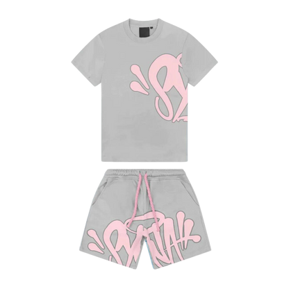 Syna T-shirt & Shorts Logo Set – Pink Powder