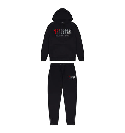 Trapstar Chenille Decoded Hooded Tracksuit - Black/ Red