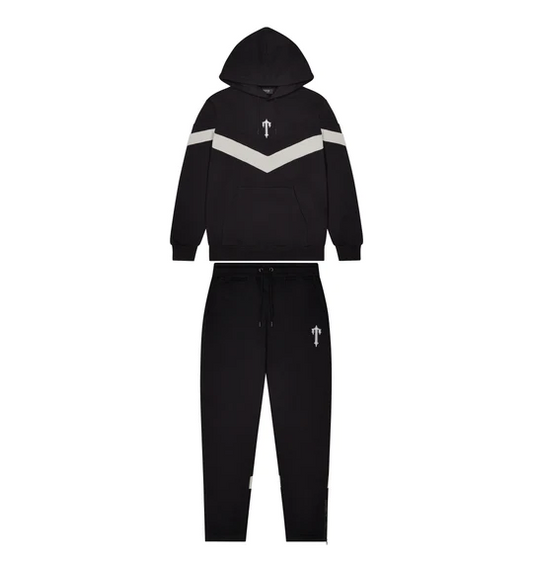 Trapstar V Stripe Hoodie Tracksuit – Black/GreY