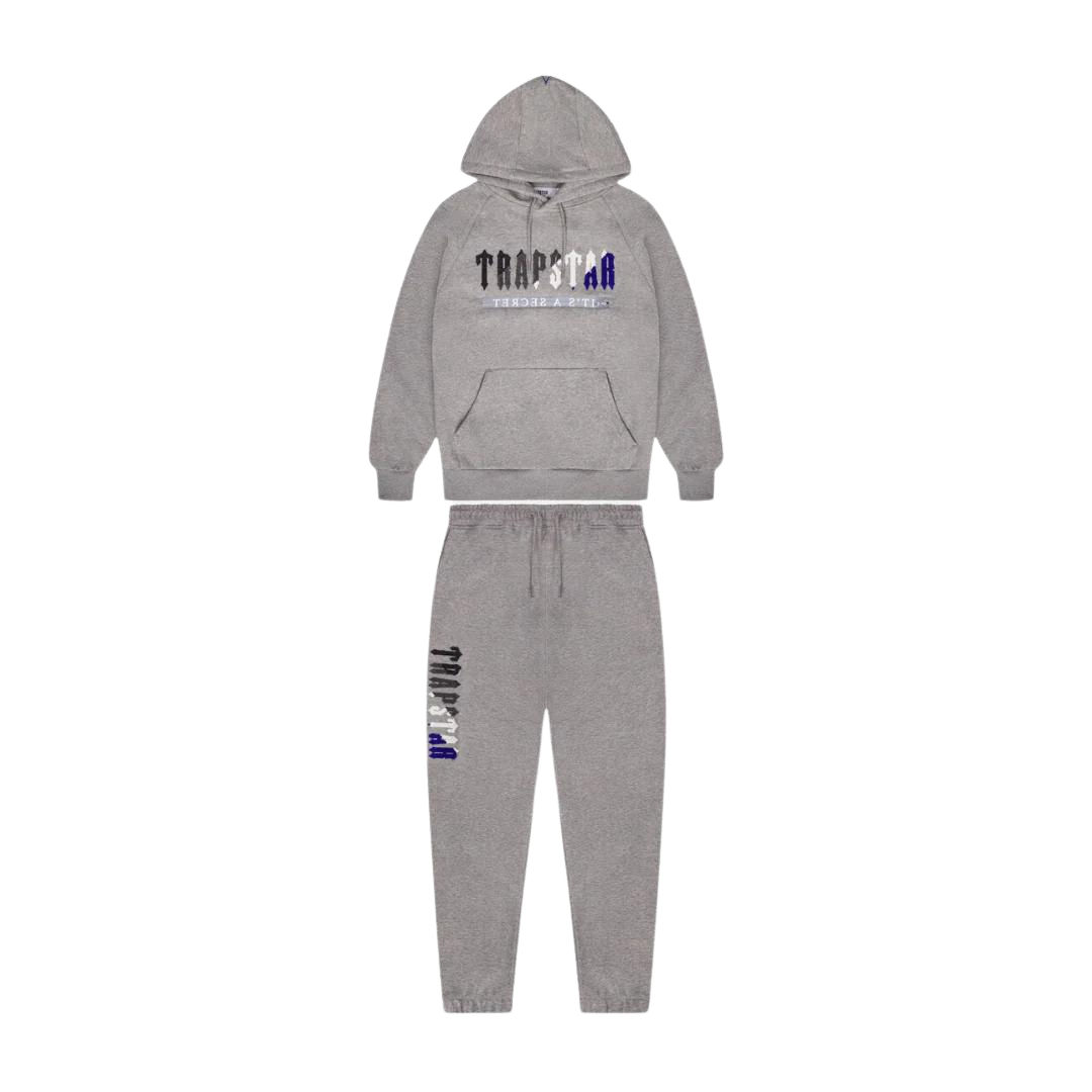 Trapstar Chenille Decoded 2.0 Hooded Tracksuit - Grey / Blue