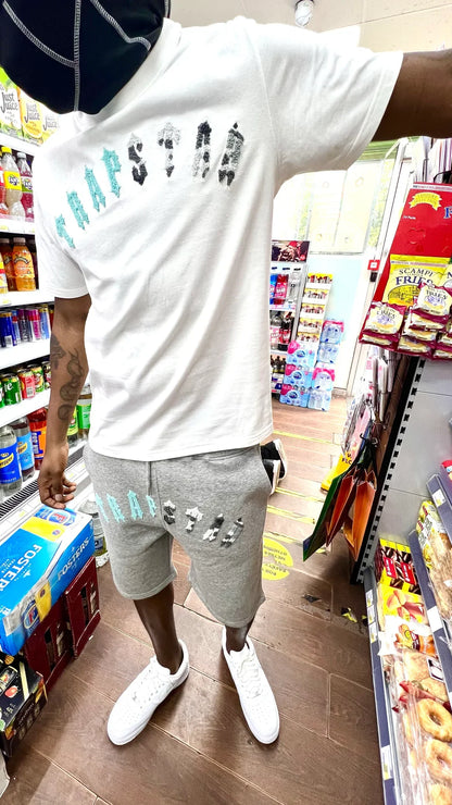 Trapstar Irongate Arch Chenille Short Set - Grey/Sea Blue