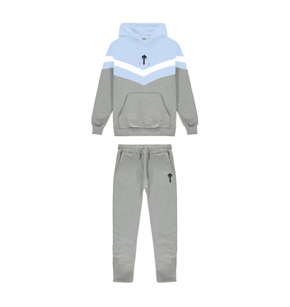 Trapstar V Stripe Hoodie Tracksuit - Cashmere Blue/White/Grey