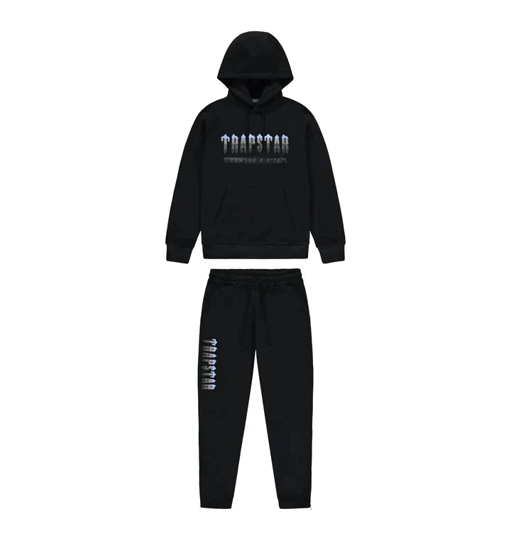 Trapstar Chenille Decoded 2.0 Hooded Tracksuit - Black/ Ice Blue