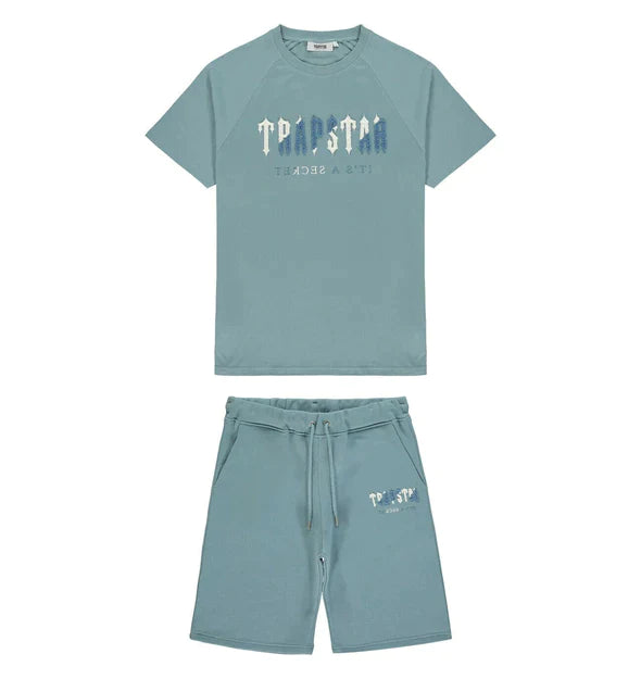 Trapstar Chenille Decoded Short Set - Citadel/White